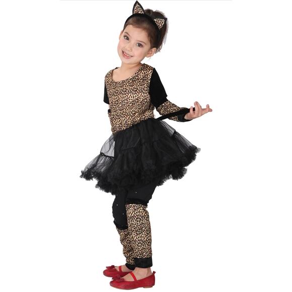 Brcus Girls Leopard Cheetah Animal Halloween Costume Child Role Play Cosplay - Picture 3 of 4